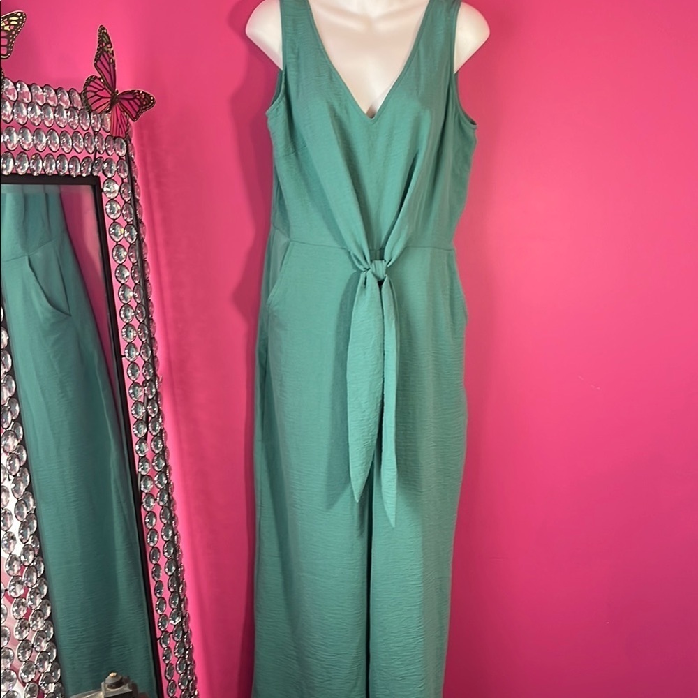 Vince Camuto teal wide leg cropped jumpsuit new - Picture 1 of 8